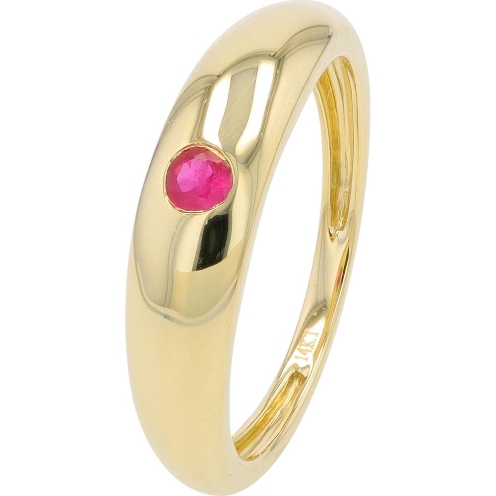 14K Yellow Gold Bezel Set Ruby Ring - 0.20 Carat Ruby