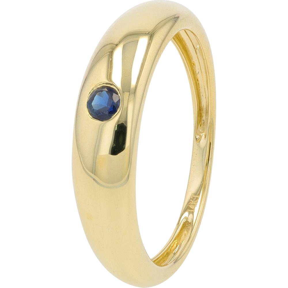 14K Yellow Gold Bezel Set Sapphire Ring - Elegant Blue Gemstone Design