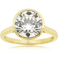 14K Yellow Gold Bezel-Set Solitaire Ring with 3-Carat Lab-Grown Round Brilliant Cut Diamond - Royal Jewelry