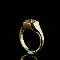 14K Yellow Gold Bezel Set Square Emerald Cut Lab Diamond Solitaire Ring - 2.03 Carat E VS1 GIA Certified - Covaloro Fine Jewelry
