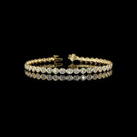 14K Yellow Gold Bezel Set Tennis Bracelet with 42 Round Brilliant Lab Diamonds - 5.14 Total Carat Weight E-F VS1 - Covaloro Fine Jewelry