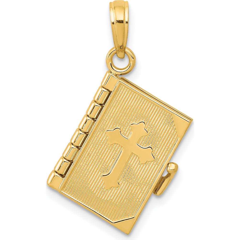 14K Yellow Gold Bible Pendant with Lord's Prayer and Moveable Pages by Oro Pregiato