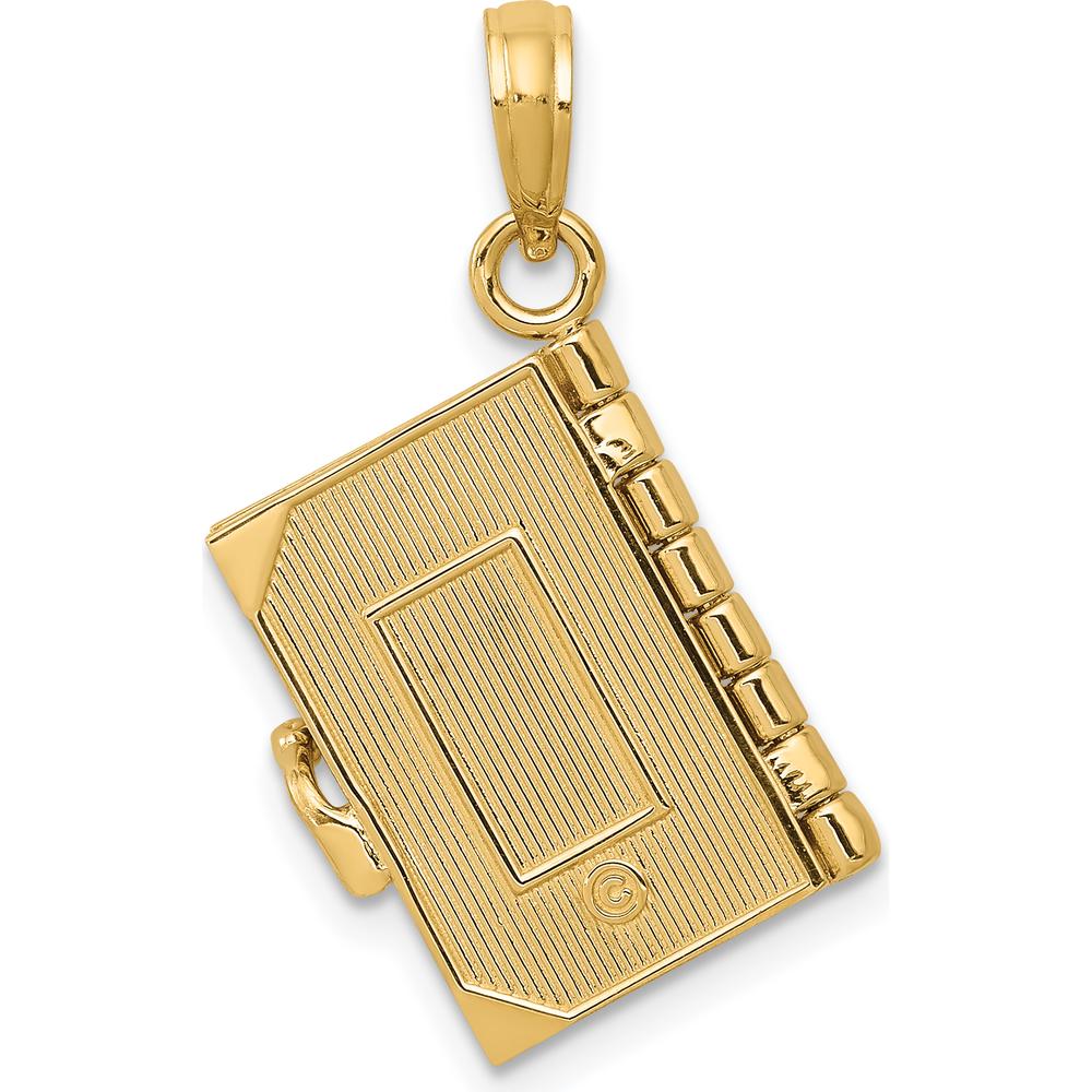 14K Yellow Gold Bible Pendant with Lord's Prayer and Moveable Pages by Oro Pregiato