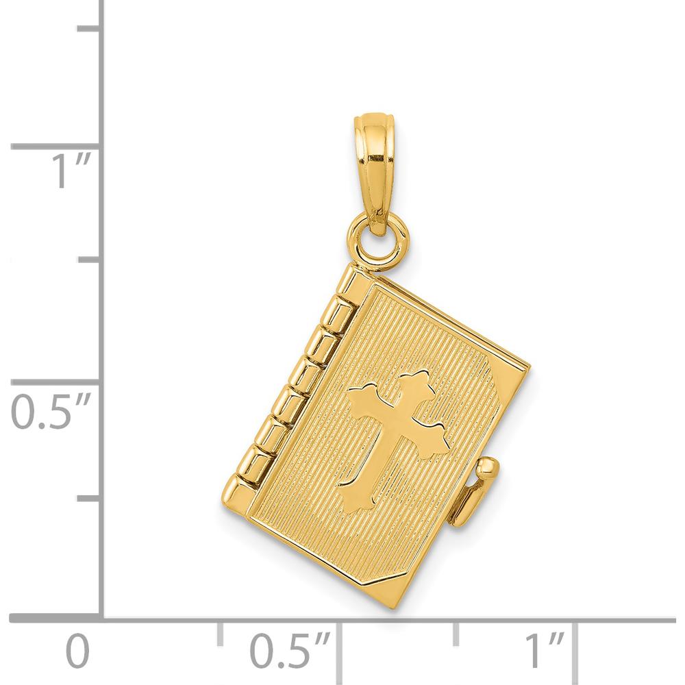 14K Yellow Gold Bible Pendant with Lord's Prayer and Moveable Pages by Oro Pregiato