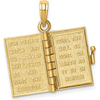 14K Yellow Gold Bible Pendant with Lord's Prayer and Moveable Pages by Oro Pregiato
