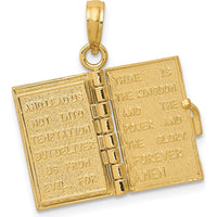 14K Yellow Gold Bible Pendant with Lord's Prayer and Moveable Pages by Oro Pregiato