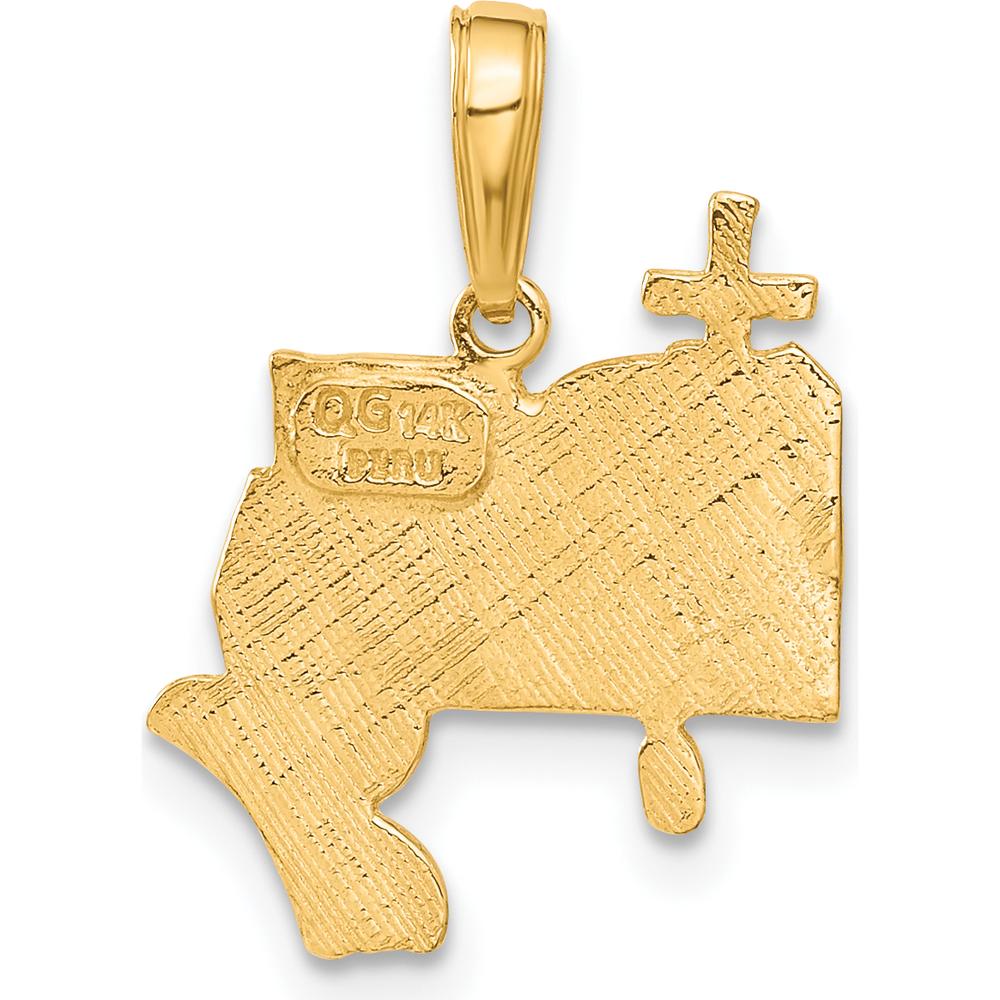 14K Yellow Gold Bible, Praying Hands, and Cross Pendant - 20mm Length by Oro Pregiato