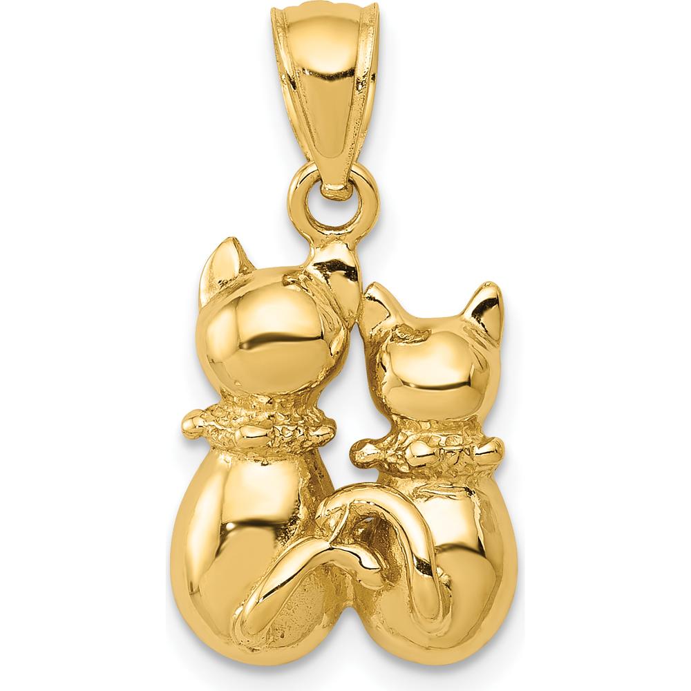 14K Yellow Gold Big and Little Cats Themed Pendant Charm by Oro Pregiato