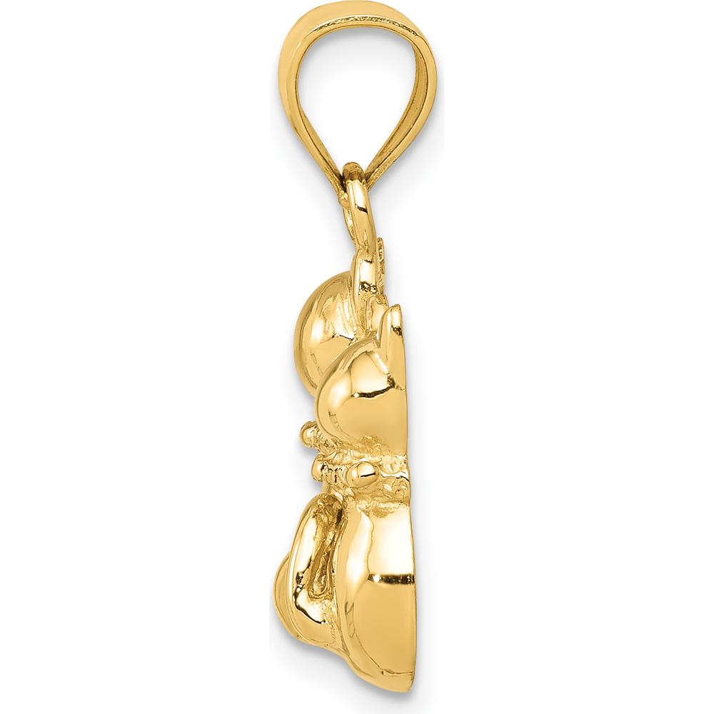14K Yellow Gold Big and Little Cats Themed Pendant Charm by Oro Pregiato