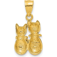 14K Yellow Gold Big and Little Cats Themed Pendant Charm by Oro Pregiato
