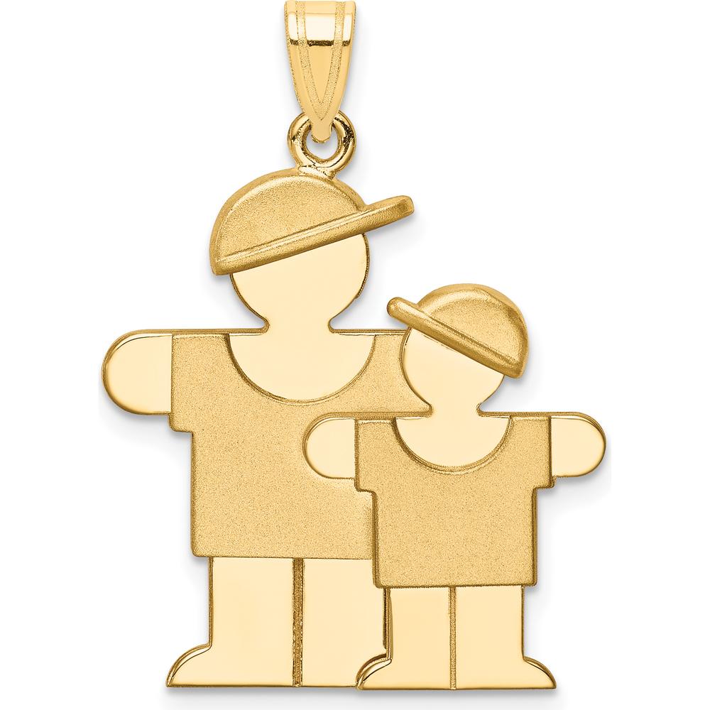 14K Yellow Gold Big Boy and Little Boy Engravable Charm Pendant - 30mm x 22mm by Oro Pregiato