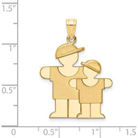 14K Yellow Gold Big Boy and Little Boy Engravable Charm Pendant - 30mm x 22mm by Oro Pregiato