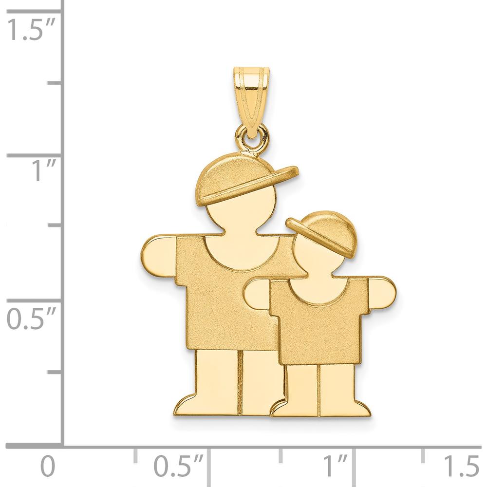 14K Yellow Gold Big Boy and Little Boy Engravable Charm Pendant - 30mm x 22mm by Oro Pregiato
