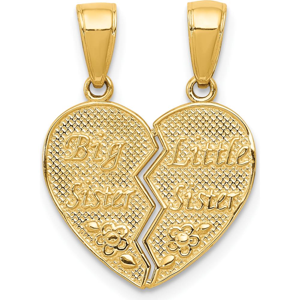 14K Yellow Gold Big Sister-Little Sister Break-apart Heart Pendant Set by Oro Pregiato