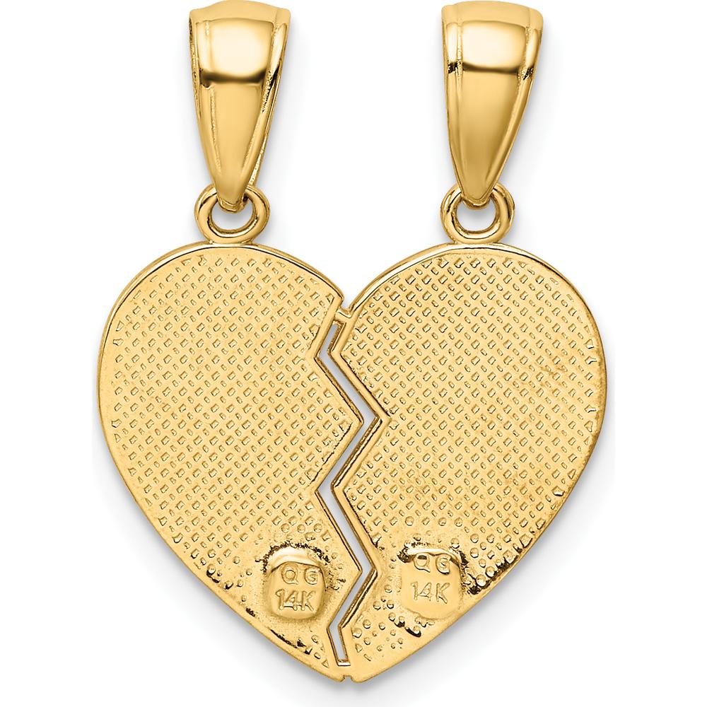 14K Yellow Gold Big Sister-Little Sister Break-apart Heart Pendant Set by Oro Pregiato