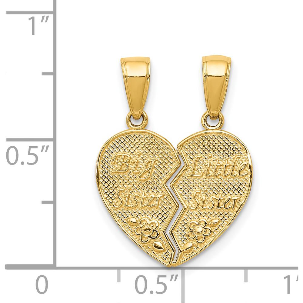 14K Yellow Gold Big Sister-Little Sister Break-apart Heart Pendant Set by Oro Pregiato