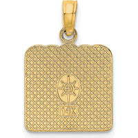 14K Yellow Gold Birth Certificate Charm with Textured Back Design by Oro Pregiato