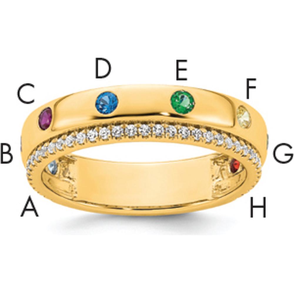 14K Yellow Gold Birthstone and Diamond Mother's Ring Semi-mount with 8 Stones, Customizable by Oro Pregiato