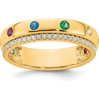 14K Yellow Gold Birthstone and Diamond Mother's Ring Semi-mount with 8 Stones, Customizable by Oro Pregiato
