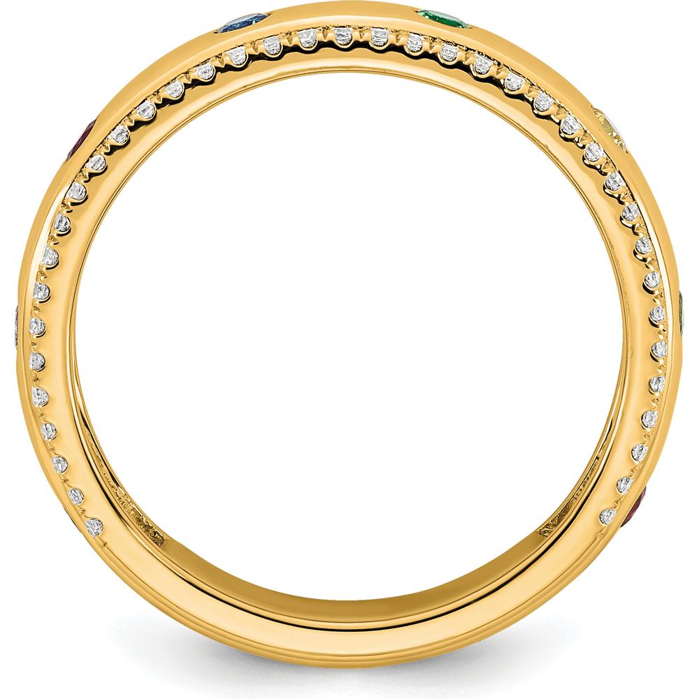 14K Yellow Gold Birthstone and Diamond Mother's Ring Semi-mount with 8 Stones, Customizable by Oro Pregiato