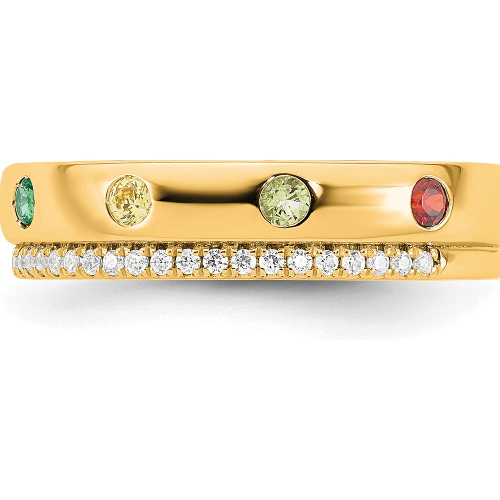 14K Yellow Gold Birthstone and Diamond Mother's Ring Semi-mount with 8 Stones, Customizable by Oro Pregiato