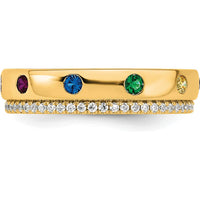 14K Yellow Gold Birthstone and Diamond Mother's Ring Semi-mount with 8 Stones, Customizable by Oro Pregiato