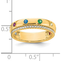 14K Yellow Gold Birthstone and Diamond Mother's Ring Semi-mount with 8 Stones, Customizable by Oro Pregiato