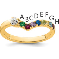 14K Yellow Gold Birthstone and Diamond Mother's Ring with 8 Stones in Semi-Mount Setting by Oro Pregiato