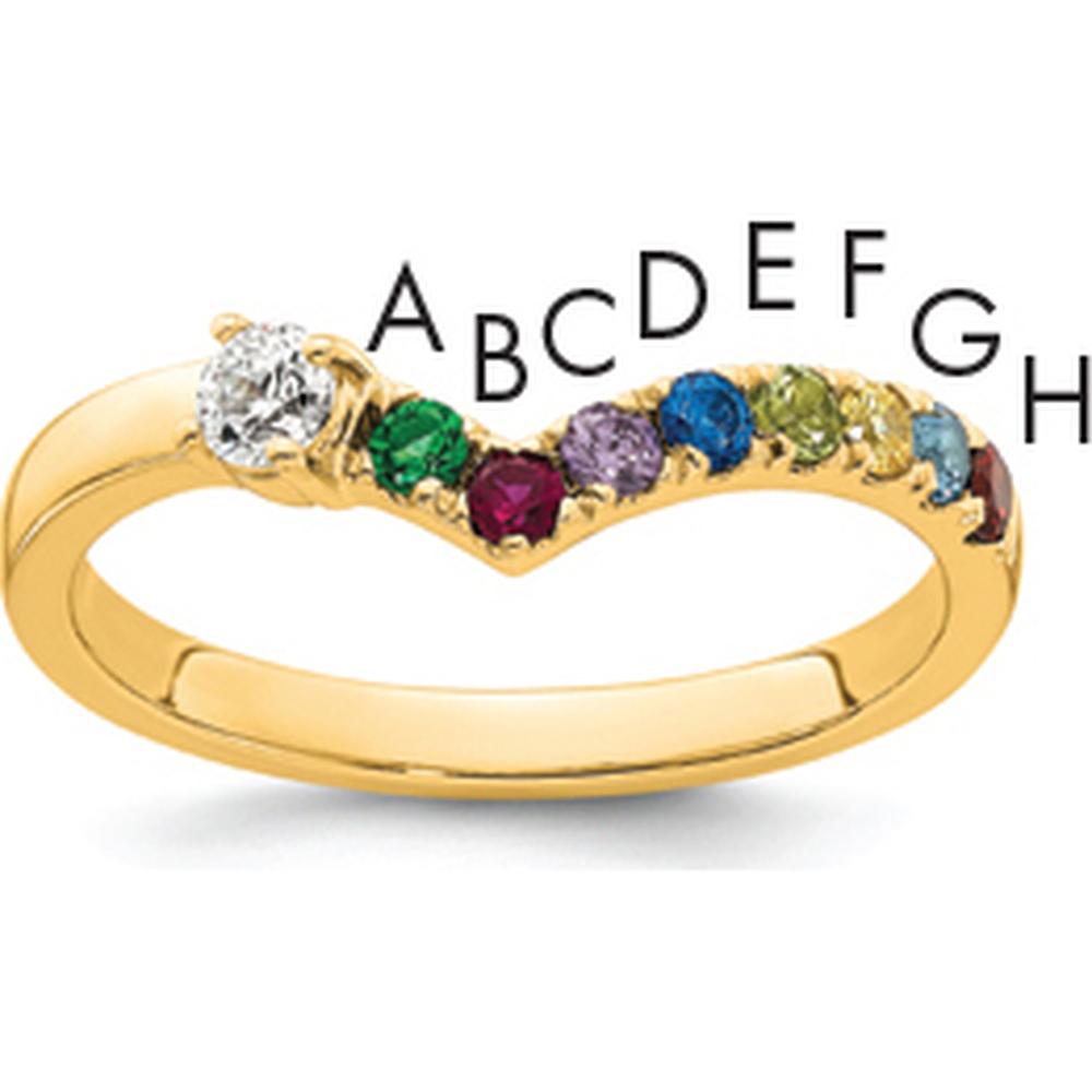 14K Yellow Gold Birthstone and Diamond Mother's Ring with 8 Stones in Semi-Mount Setting by Oro Pregiato