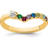 14K Yellow Gold Birthstone and Diamond Mother's Ring with 8 Stones in Semi-Mount Setting by Oro Pregiato