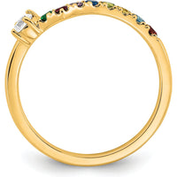 14K Yellow Gold Birthstone and Diamond Mother's Ring with 8 Stones in Semi-Mount Setting by Oro Pregiato