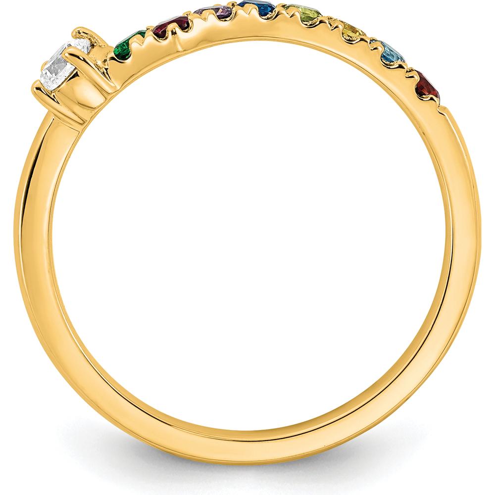 14K Yellow Gold Birthstone and Diamond Mother's Ring with 8 Stones in Semi-Mount Setting by Oro Pregiato