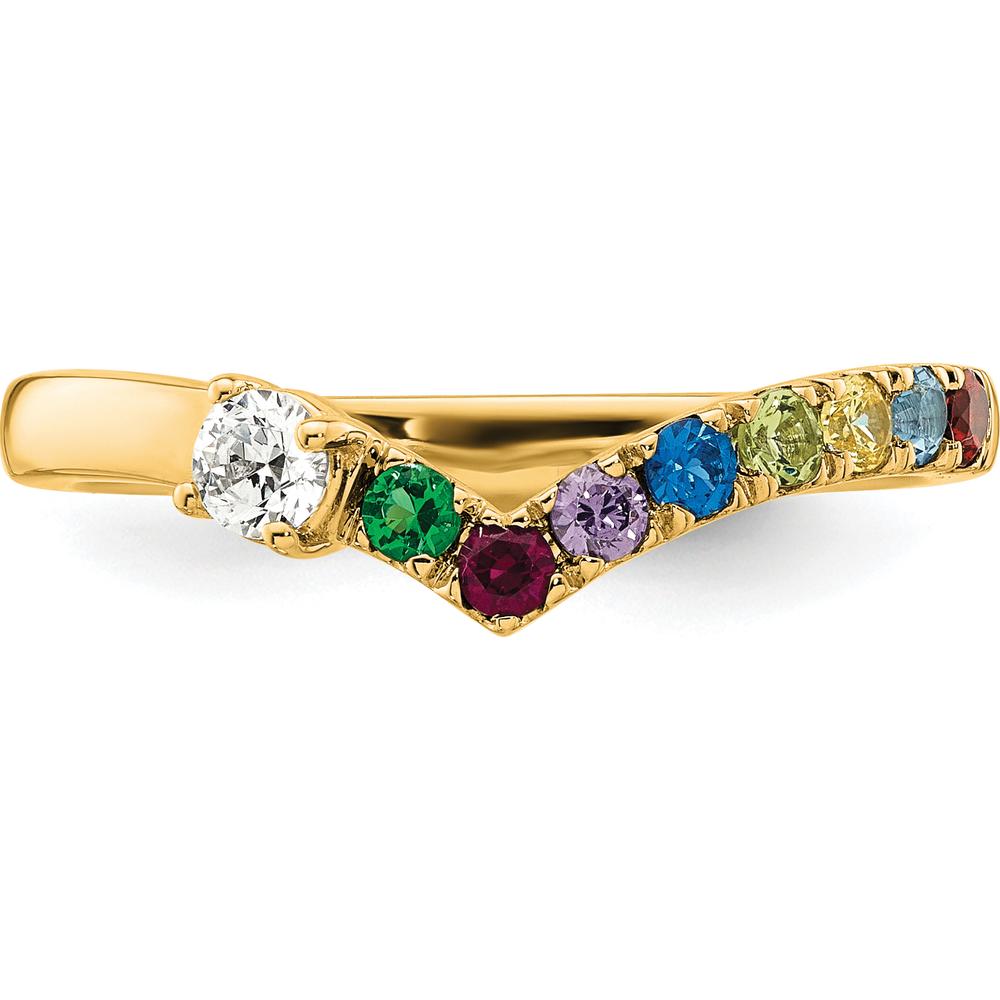 14K Yellow Gold Birthstone and Diamond Mother's Ring with 8 Stones in Semi-Mount Setting by Oro Pregiato
