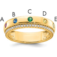 14K Yellow Gold Birthstone and Diamond Mother's Ring with Five Gemstones and Diamond Accents by Oro Pregiato