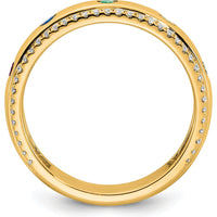 14K Yellow Gold Birthstone and Diamond Mother's Ring with Five Gemstones and Diamond Accents by Oro Pregiato