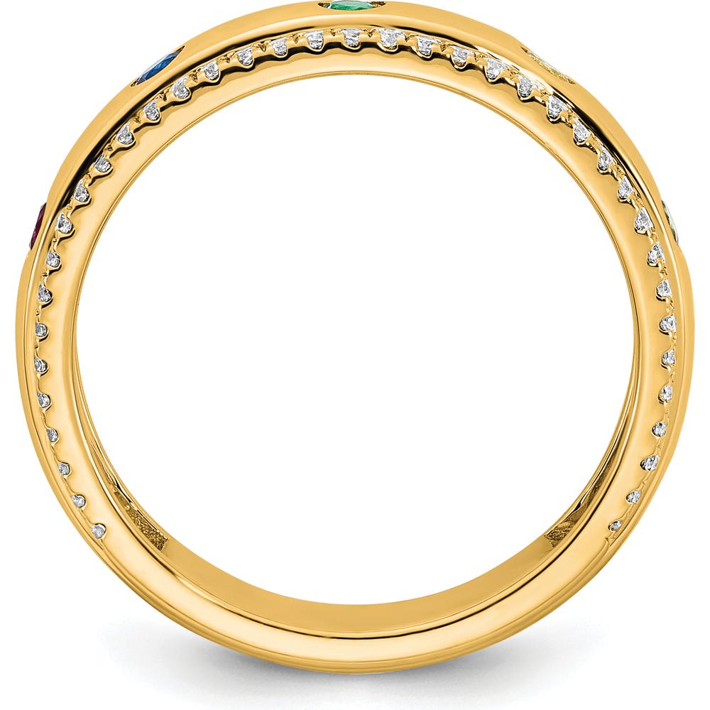 14K Yellow Gold Birthstone and Diamond Mother's Ring with Five Gemstones and Diamond Accents by Oro Pregiato