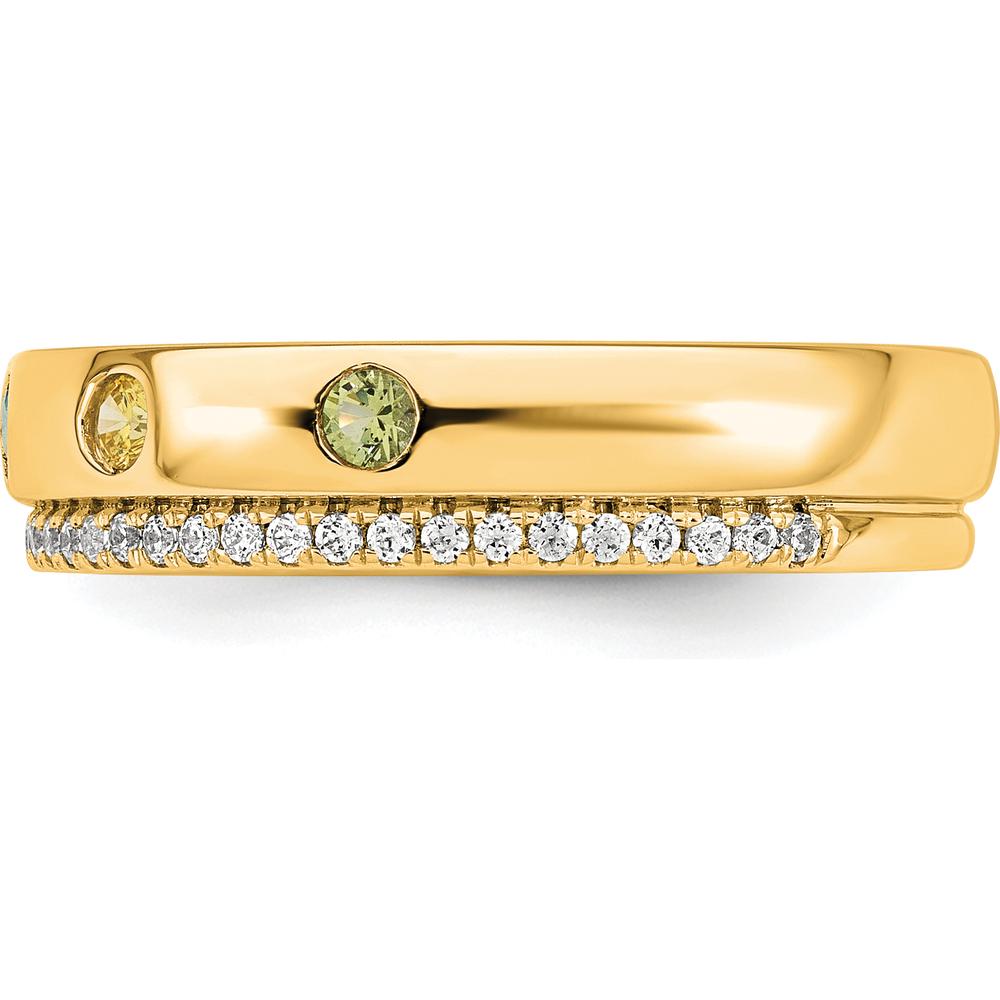 14K Yellow Gold Birthstone and Diamond Mother's Ring with Five Gemstones and Diamond Accents by Oro Pregiato