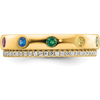 14K Yellow Gold Birthstone and Diamond Mother's Ring with Five Gemstones and Diamond Accents by Oro Pregiato
