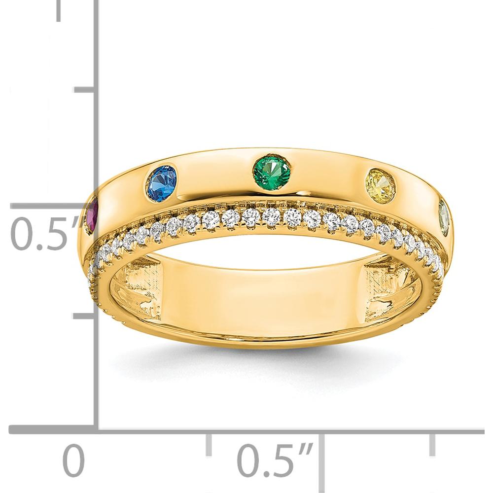 14K Yellow Gold Birthstone and Diamond Mother's Ring with Five Gemstones and Diamond Accents by Oro Pregiato