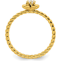 14K Yellow Gold Birthstone Flower Ring with Diamond and Peridot - Personalizable Mother's Semi-Mount by Oro Pregiato