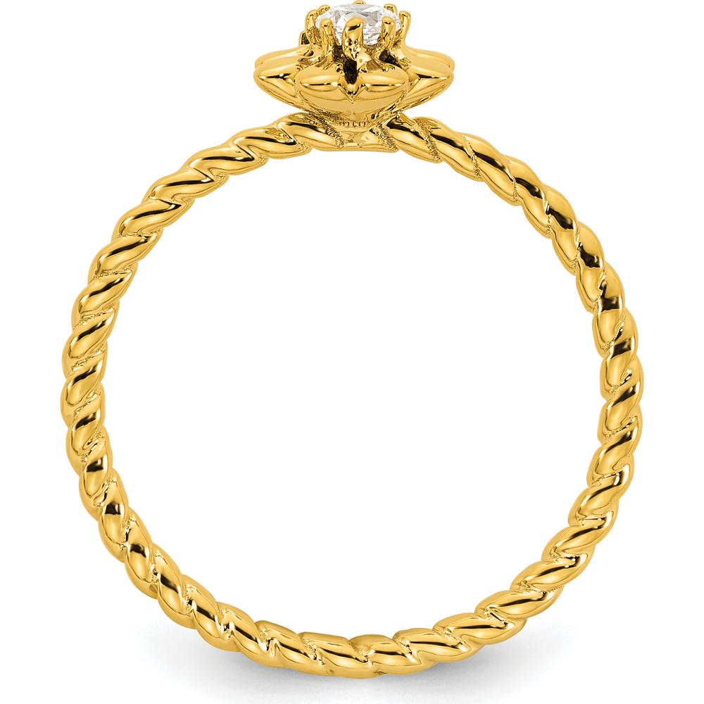 14K Yellow Gold Birthstone Flower Ring with Diamond and Peridot - Personalizable Mother's Semi-Mount by Oro Pregiato