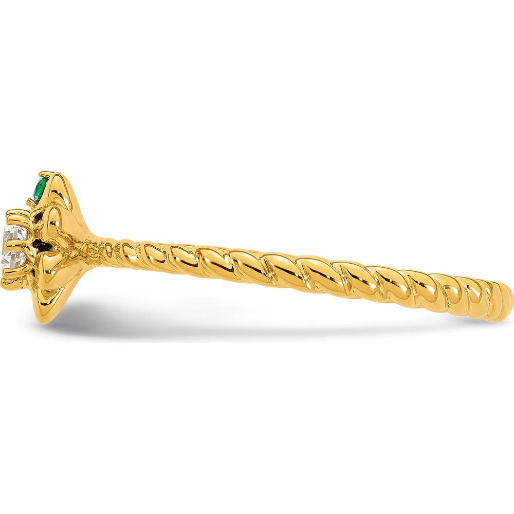 14K Yellow Gold Birthstone Flower Ring with Diamond and Peridot - Personalizable Mother's Semi-Mount by Oro Pregiato
