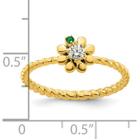 14K Yellow Gold Birthstone Flower Ring with Diamond and Peridot - Personalizable Mother's Semi-Mount by Oro Pregiato