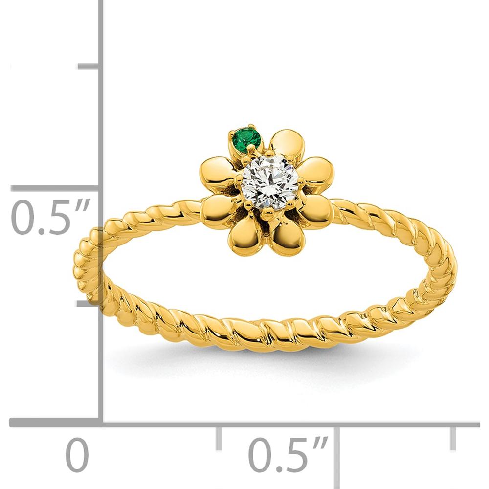 14K Yellow Gold Birthstone Flower Ring with Diamond and Peridot - Personalizable Mother's Semi-Mount by Oro Pregiato
