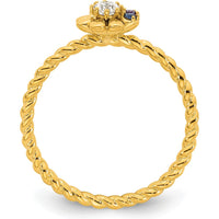 14K Yellow Gold Birthstone Flower Ring with Diamond Center and Colorful Gemstones - Personalized Mother's Ring by Oro Pregiato