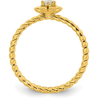 14K Yellow Gold Birthstone Flower Ring with Diamond Center - Customizable Mother's Jewelry by Oro Pregiato