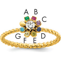14K Yellow Gold Birthstone Flower Ring with Diamond Center by Oro Pregiato