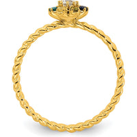 14K Yellow Gold Birthstone Flower Ring with Diamond Center by Oro Pregiato