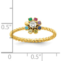 14K Yellow Gold Birthstone Flower Ring with Diamond Center by Oro Pregiato