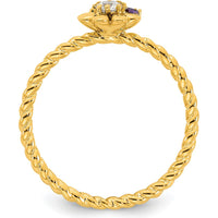 14K Yellow Gold Birthstone Flower Ring with Diamond - Customizable Gemstones by Oro Pregiato